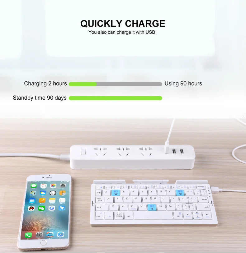 Tri-folding Bluetooth Wireless Keyboard
