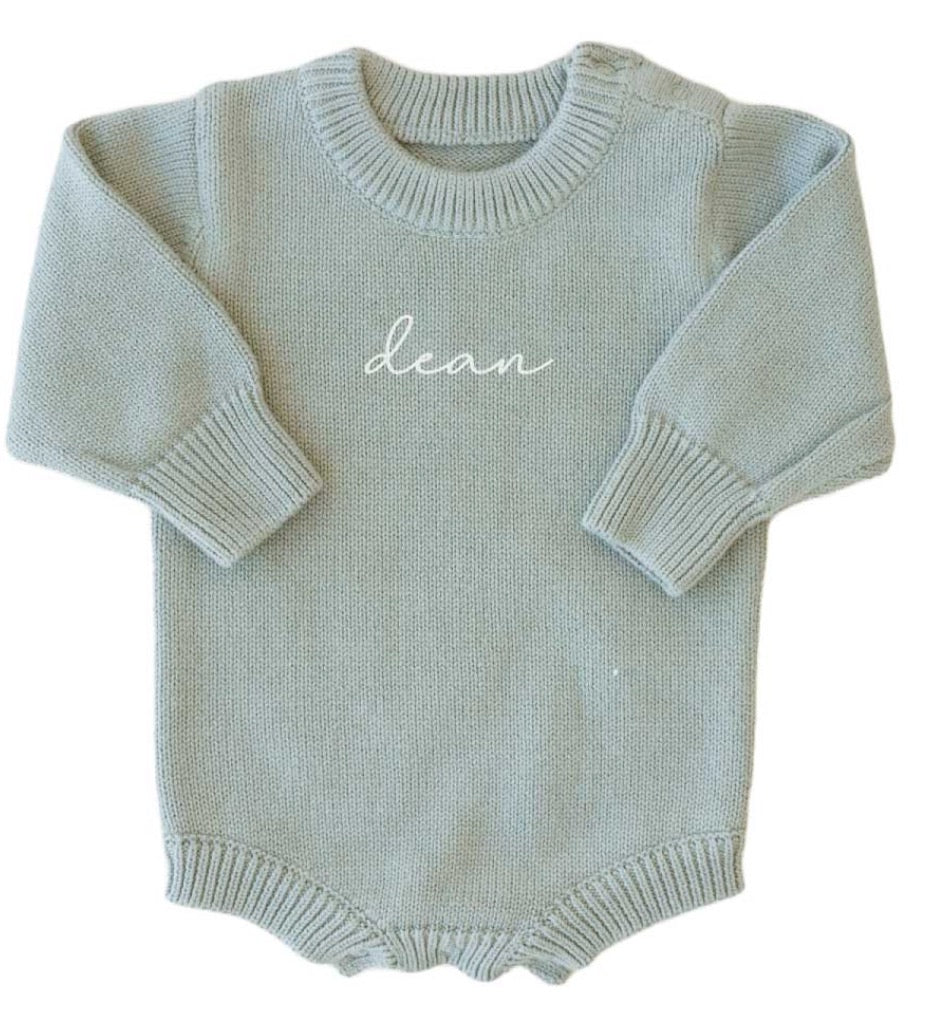 Personalized Knit Sweater Bubble Romper | Solid