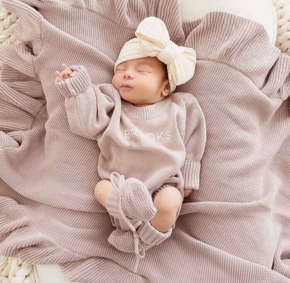 Personalized Knit Sweater Bubble Romper | Solid